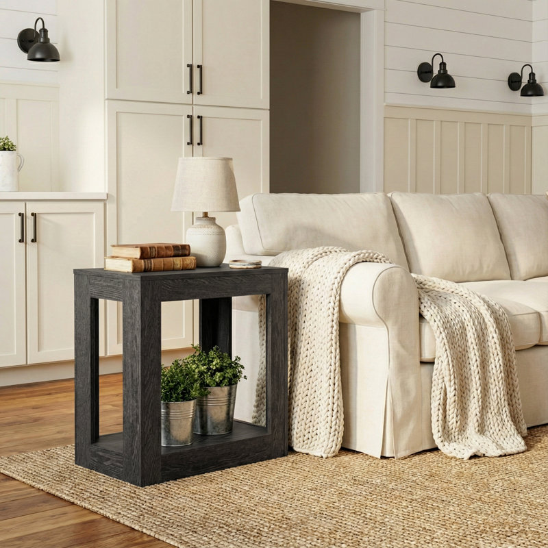 Allysyn 23.6" Contemporary Square End Table, Gray Wood