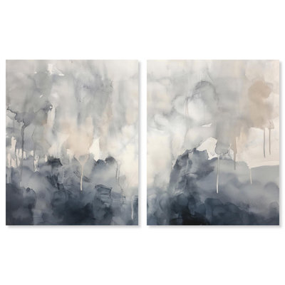 «Mute Ocean Hues», ensemble de 2 toiles abstraites par Art Remedy