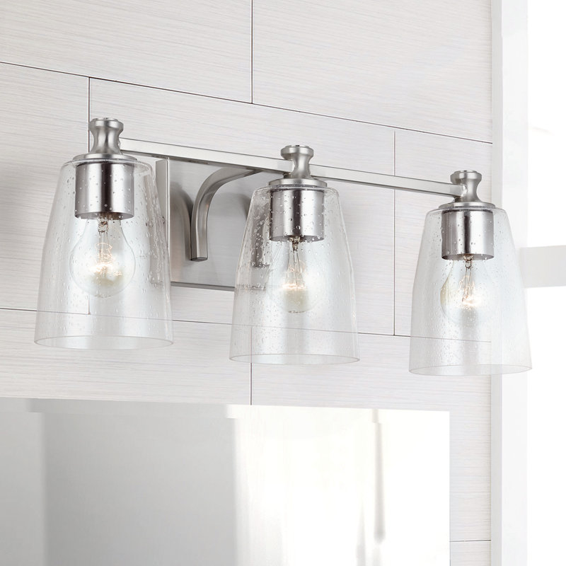 Oakland Dimmable Vanity Light, A19 Standard, Brushed Nickel, 3