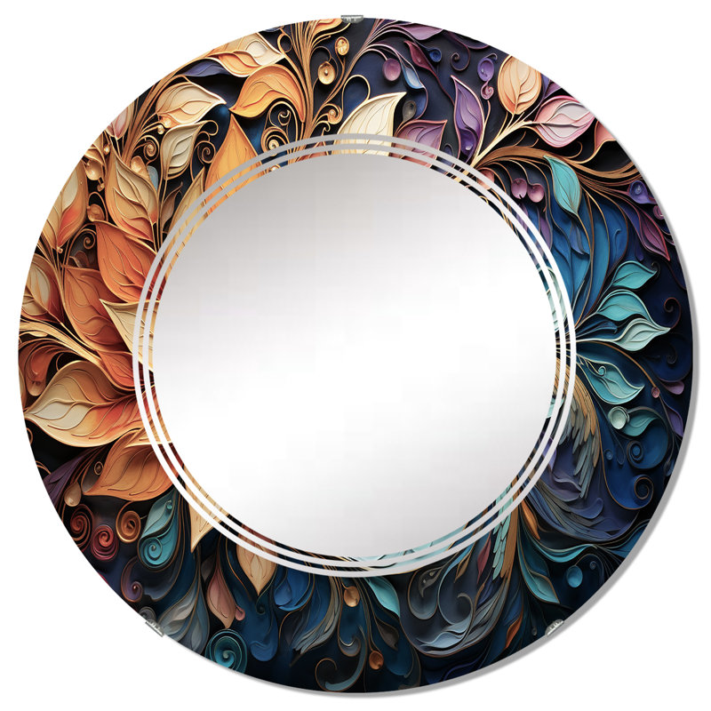 Montecello - Miroir mural rond indien, 32 po x 32 po