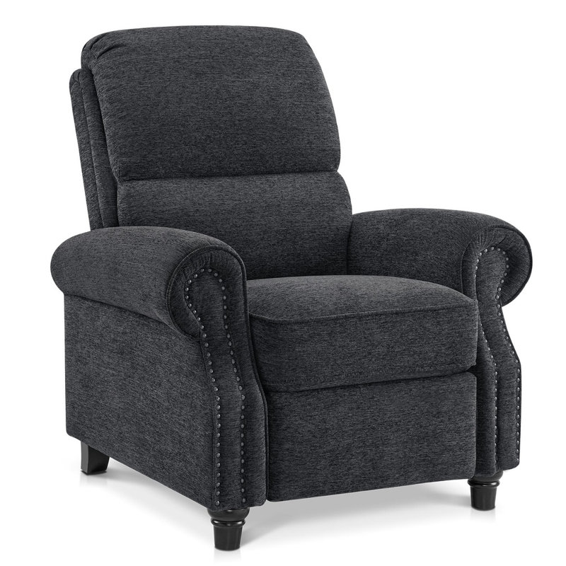 Pushback Recliner Chair, Chenille Upholstered Accent Chairs, Adjustable Reclining Sofa, Gray Chenille