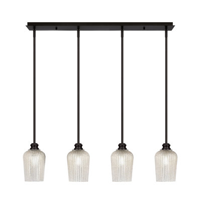 Edge 4 Light Linear Pendalier Shown With 5" Textured Glass