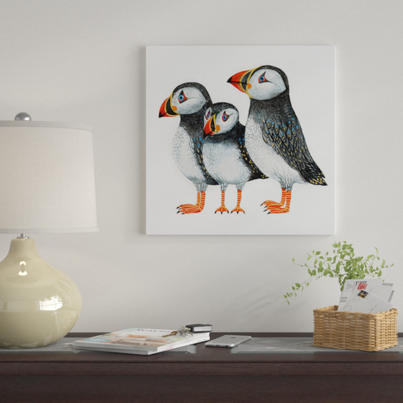 « puffins », reproduction sur toile, H 12 po x l 12 po x P 0,75 po, Pas de tapis, Toile tendue
