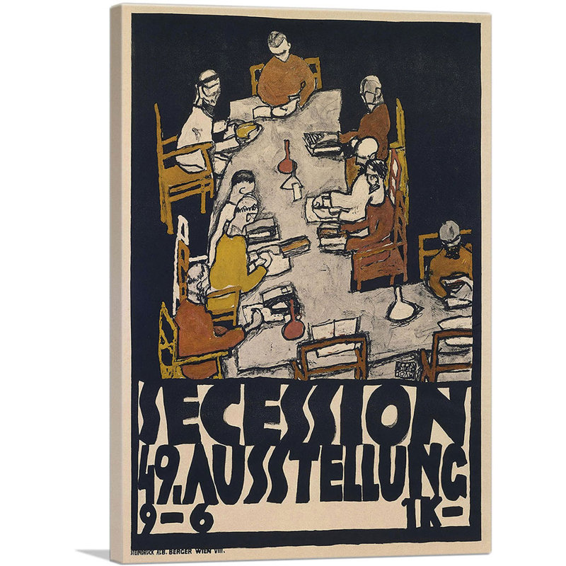 Affiche pour la sécession de Vienne par Egon Schiele, reproduction d'art sur toile tendue, H 26 po x l 18 po x P 0,75 po