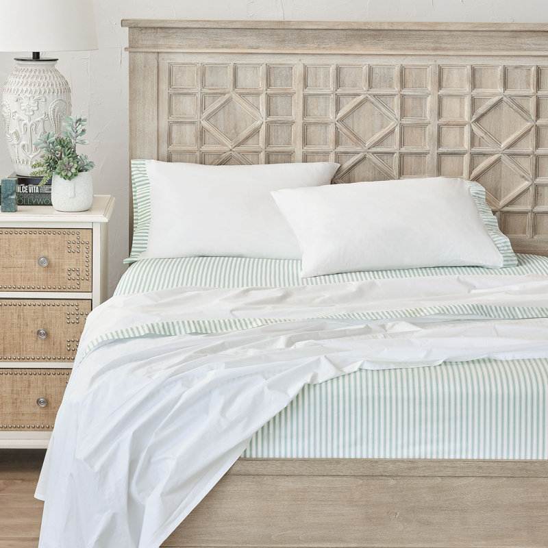 Blass Ticking Sheet Set, Cal.King Sheet Set with 2 Pillowcases, Leaf
