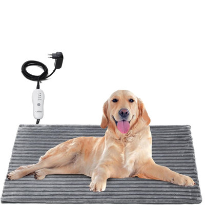 Pet Heating Pad For Cat Dog, Outdoor Indoor Waterproof Electric Heated Bed Mat With Chew Resistant Cord, Adjustable Temperature With Auto Shut Off Timer, Upgraded Safety DC Power,