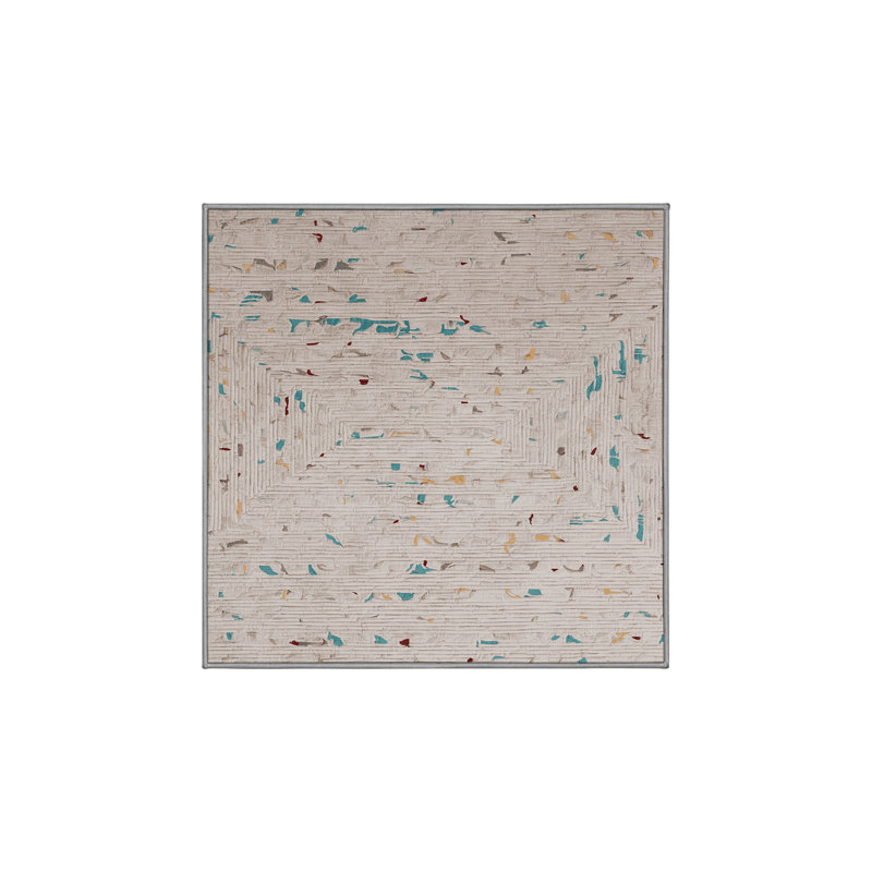Machine Washable Gray Area Rug, Square 3'