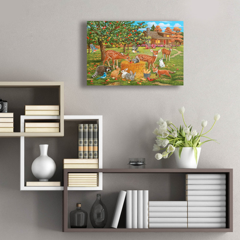 «Fall Cabin Scene with Apple Trees and Forest Animals» par William Vanderdasson, 24 po x 16 po