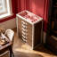 Coffret à bijoux vertical style valise vintage 94 cm (37 po) – Structure en bois massif multicouche recouverte de cuir microfibre, rangement à plusieurs tiroirs en velours rose, finitions luxueuses et rivetées.
