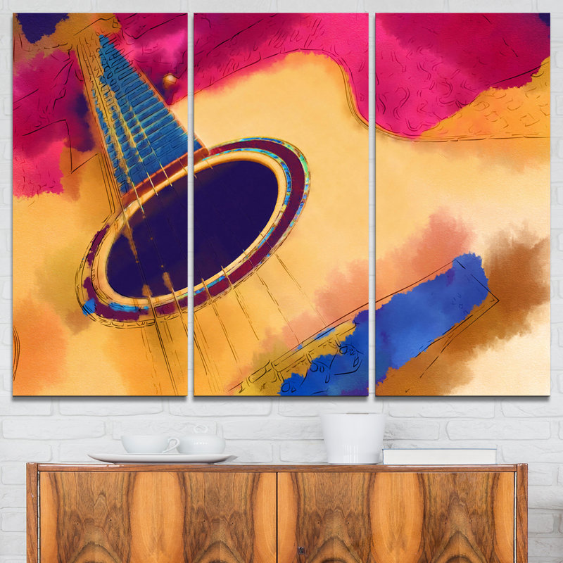 Écoutez la musique colorée-ensemble de 3 impressions sur toiles tendues