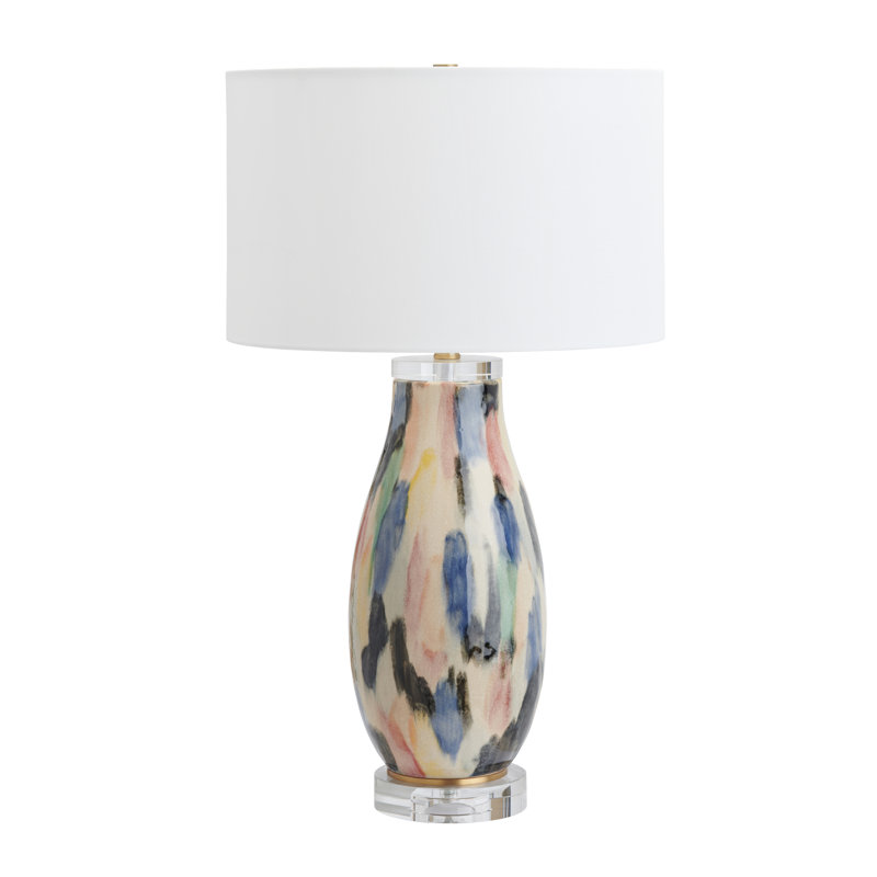29" Crystal Table Lamp With White Shade