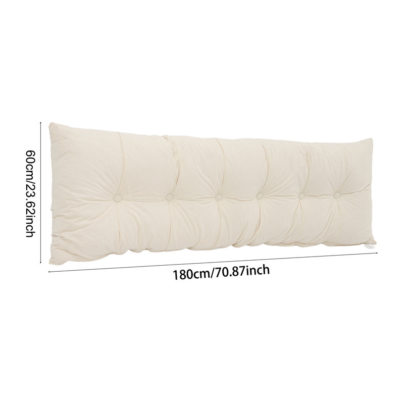 Upholstered Headboard Pillow, White, 180cm W x 60cm D