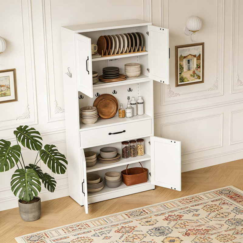 Armoire de rangement 71 po en acier blanc avec grand comptoir