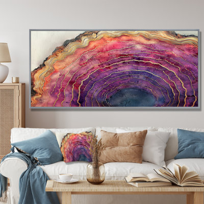 Oneta Abstract Rosa Marble And Amethyst Stone Slide III - Stone Geode Canvas Wall Art