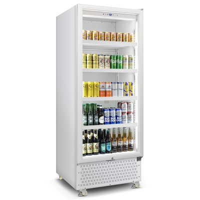 15Cu.Ft Glass Door Beverage Cooler – 630 Can Capacity, Energy-Saving Compressor, Auto Defrost, Anti-Fog Glass & LED Light for Commercial Use