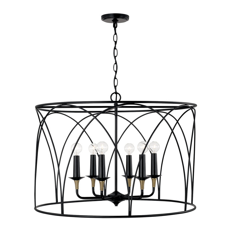 6 - Light Matte Black With Brass Cluster Pendant