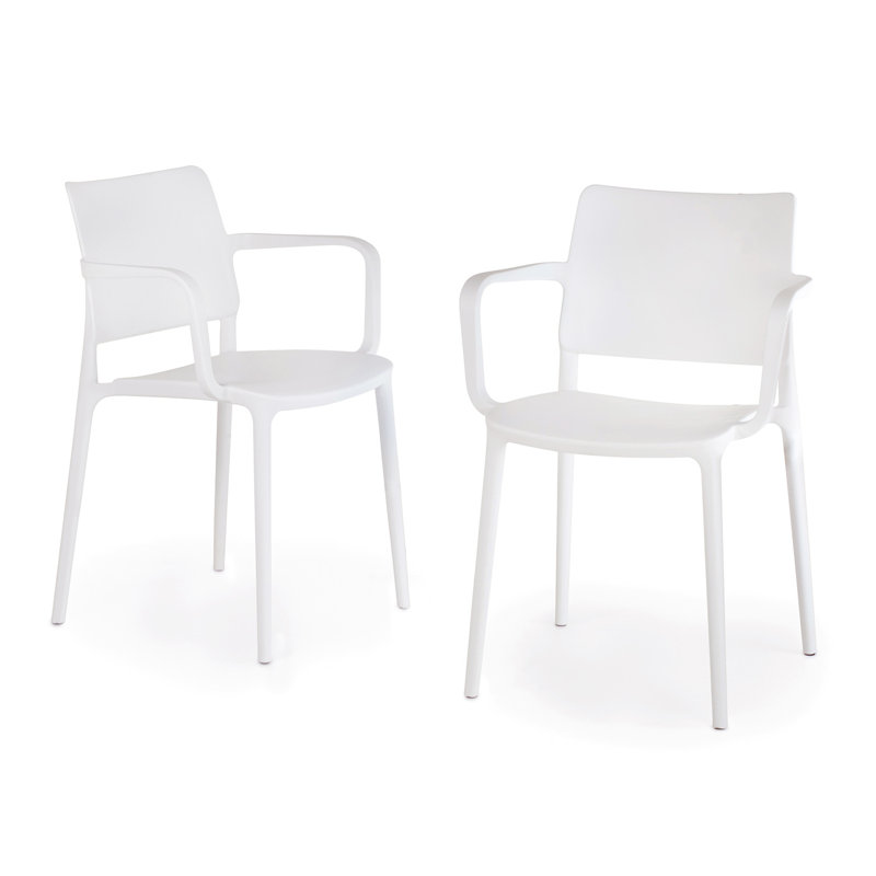 Skowhegan Premium All-Weather Wicker Outdoor Stacking Dining Armchair, White