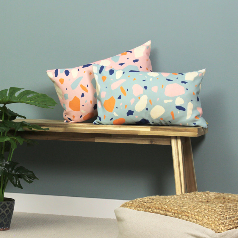 Terra Abstract Rectangular Cushion, Powder