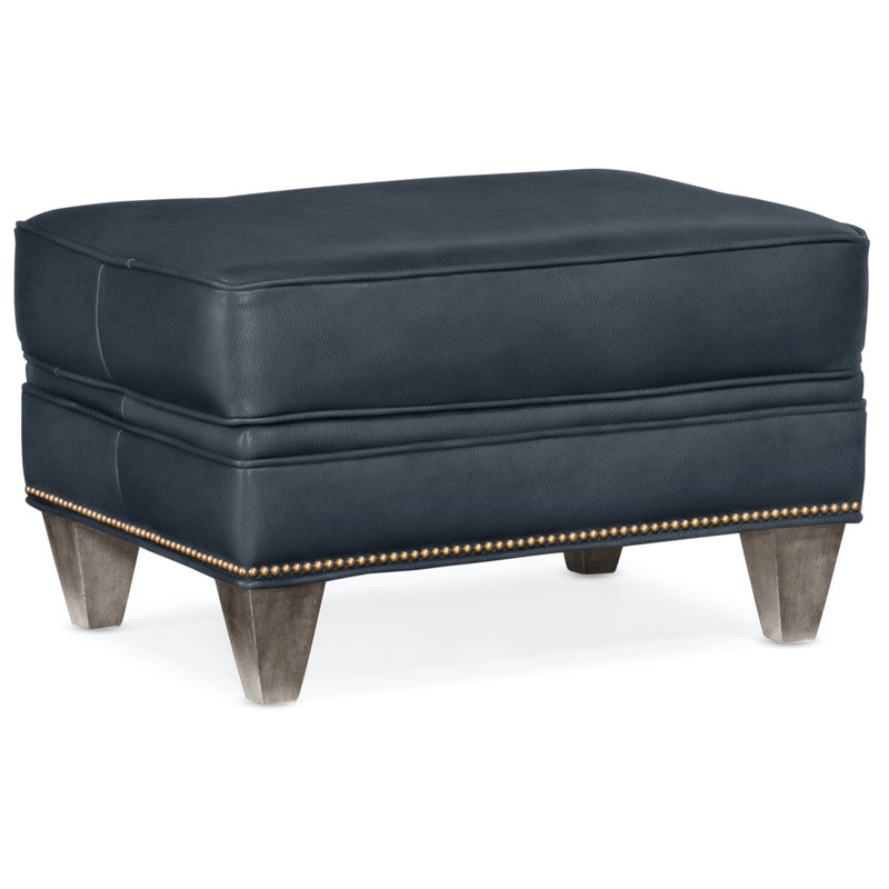 Reddish Ottoman, Stone, French Natural, Aline Fumo Genuine Leather