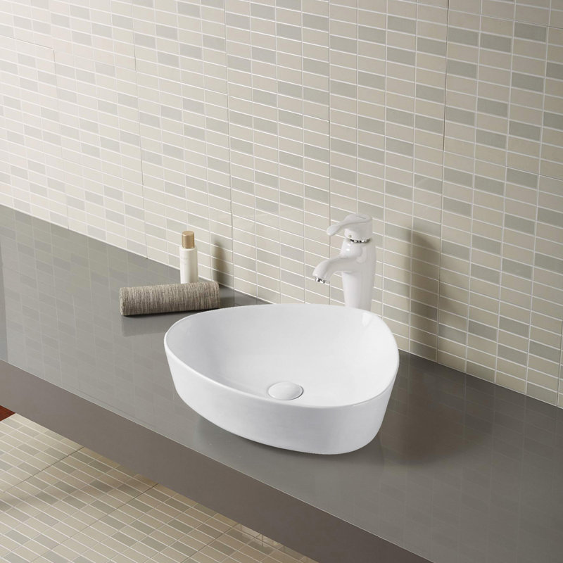 Lavabo de salle de bain vasque en céramique blanche