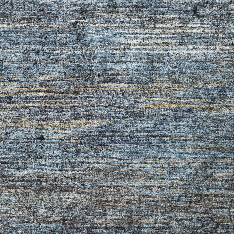 Premium Machine Washable Dream Shag Horizontal Bars Rug, Blue, 9' x 12'
