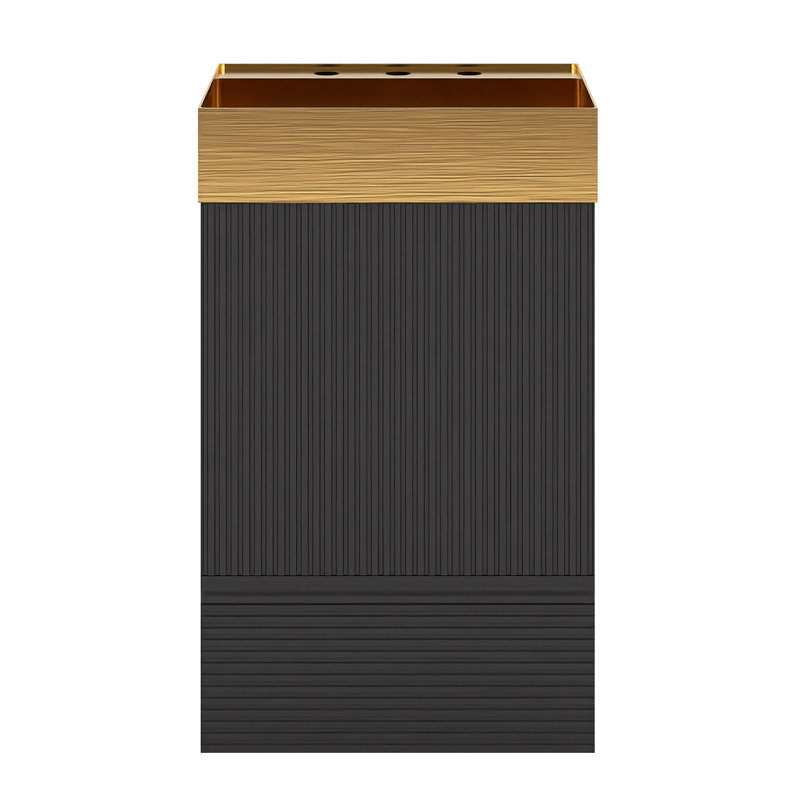 Meuble-lavabo autoportant de 20 po en noir avec comptoir intégré en acier inoxydable 304 brossé, Noir