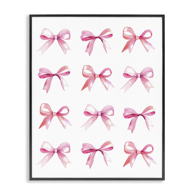«Pink Bows Rows», estampe numérique par Daphne Polselli, Giclée encadrée noir minuit, H 14 po x l 11 po