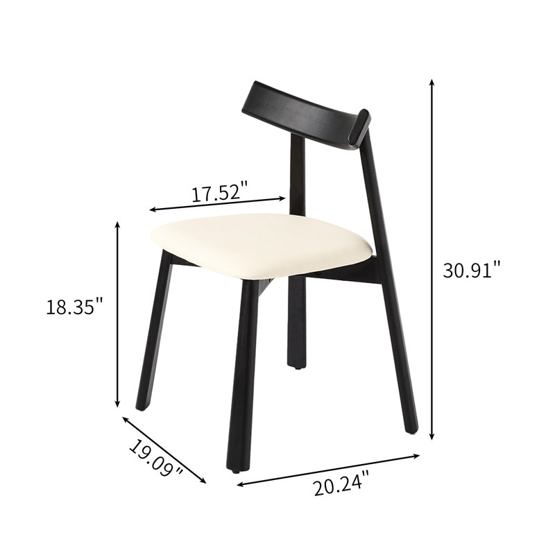 Hanes 4-Piece Modern Upholstered Rubber Wood Faux Leather Dining Chair, White