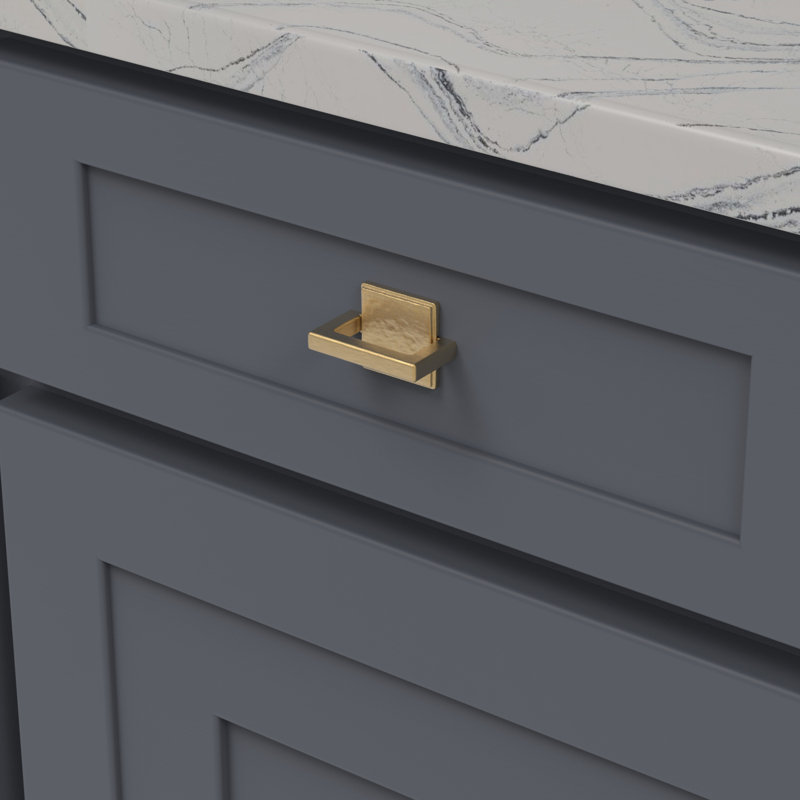 Bijou Ember Collection Handle Pull - Contemporary Hardware for Drawers & Cabinets, 1", Brushed Golden Brass
