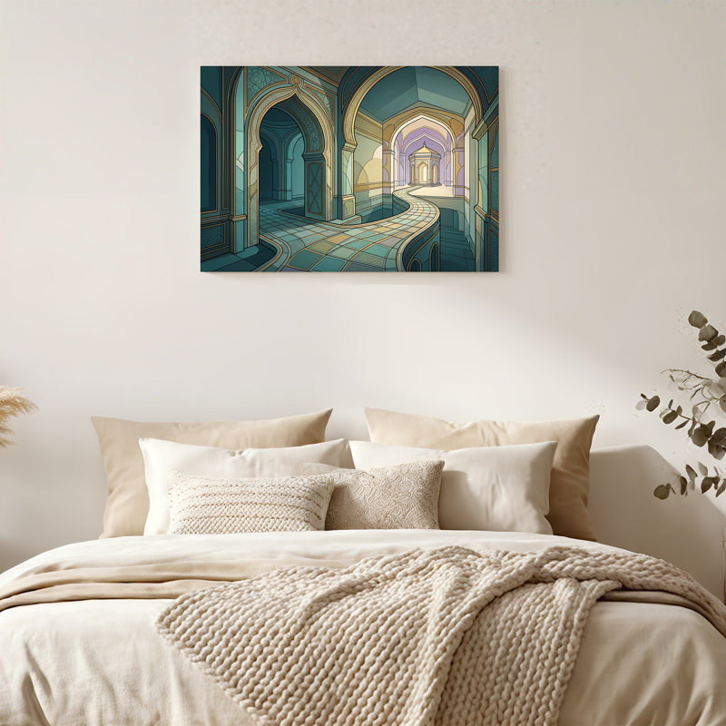 Toile sarcelle et dorée, 36"H x 48"W