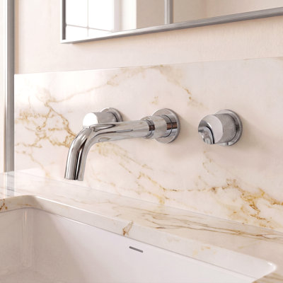 Wall Bathroom Faucet 3 Hole,Bathroom Sink Faucet with Drain Assembly