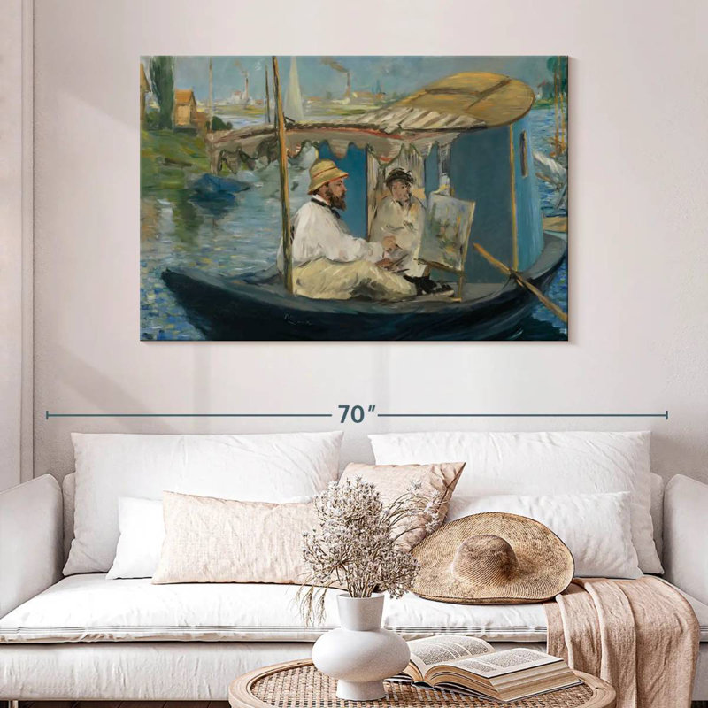 Leisha Claude Monet dans son bateau-atelier, H 32 po x l 48 po
