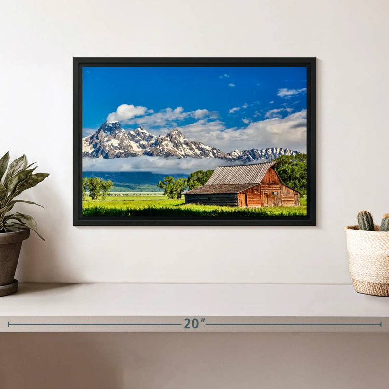 Grand Teton Mormon Barn, Cadre flottant noir, 13 po x 9 po
