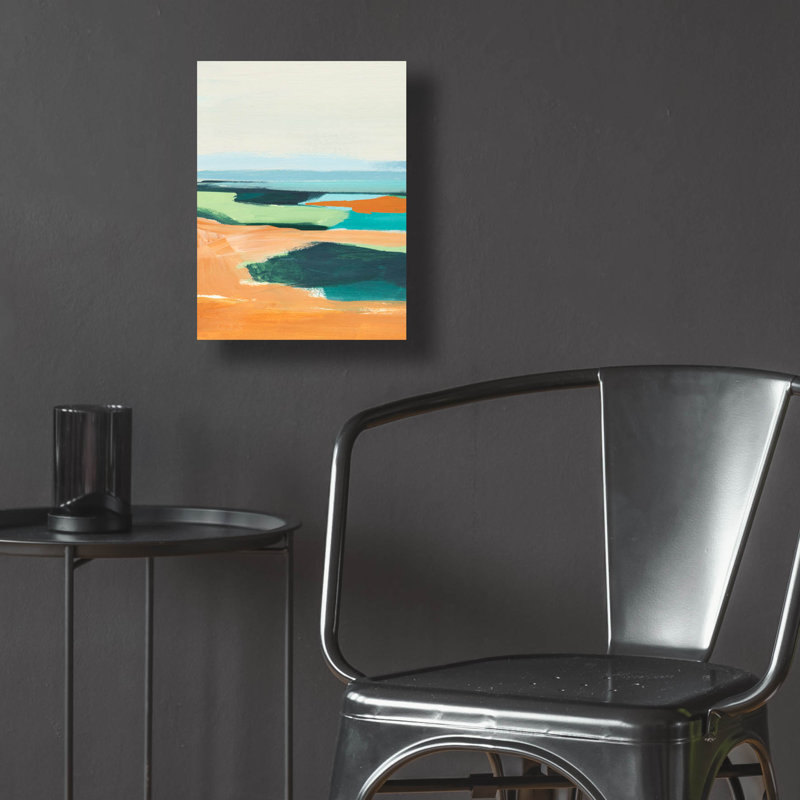  «Aqua and Orange 2» par Annie Warren, art mural en verre acrylique, 24 po x 36 po, H 16 po x l 12 po x P 0,13 po