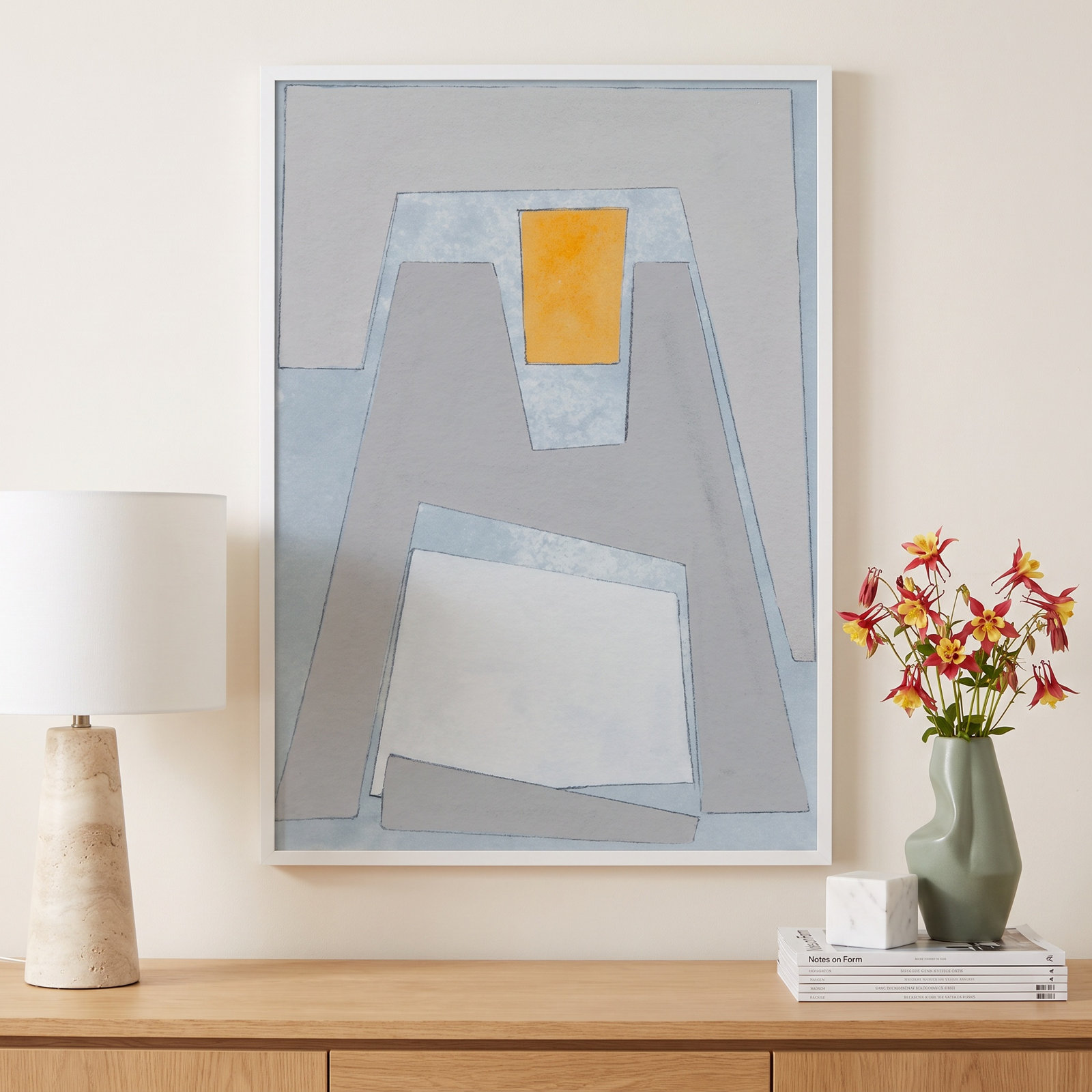Femi "Elements of the Chateau VII" Print, 41" H x 29" W x 1" D, White