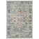 Washable Non-Slip Area Rug - Blue Green / Tangerine Traditional Oriental Area Rug