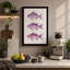 Three Purple Fish Japandi - Wrapped Canvas-278850056-278850068