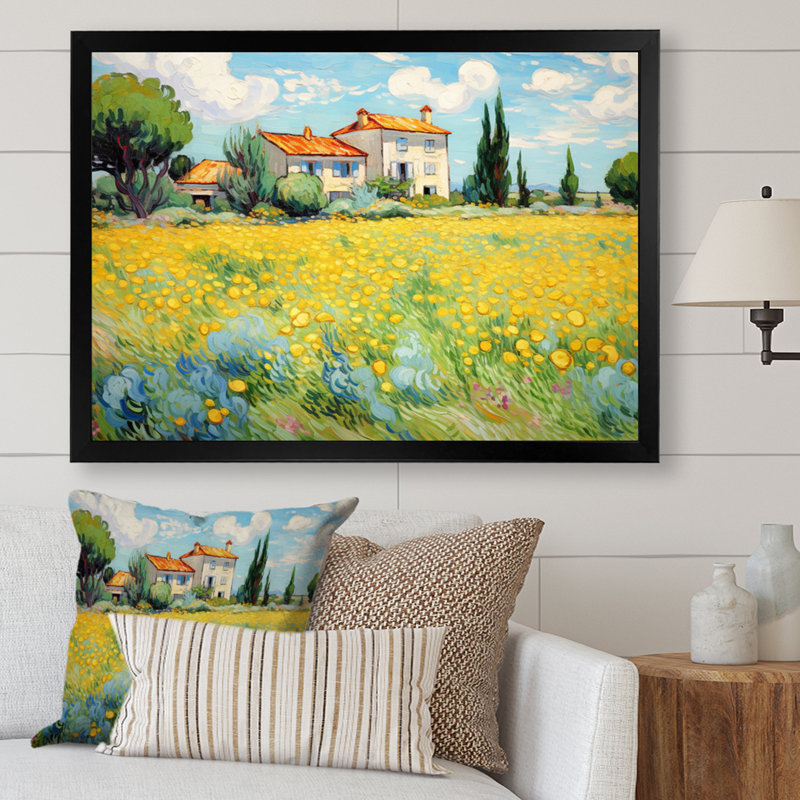 Vangogh la maison jaune à Arles I - décoration murale Vangogh par Vincent Van Gogh, peinture, H 34 po x l 44 po x P 1,5 po