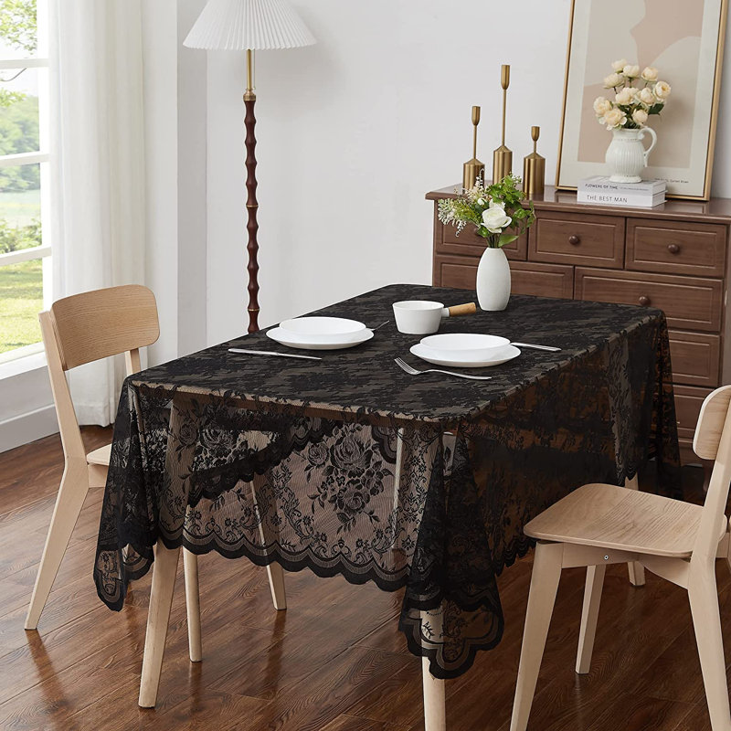 Lace Tablecloth With English Rose Design In 6 Sizes and 5 Colors, Ivory, 60" Square