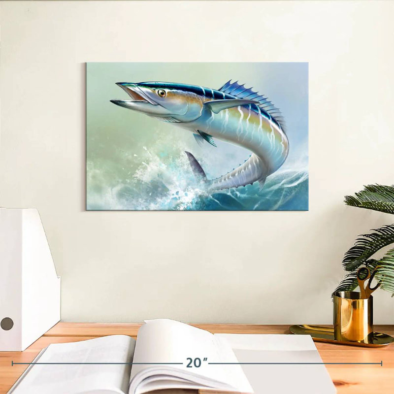 Brampt Wahoo Fish On Waves, 8" H x 12" W