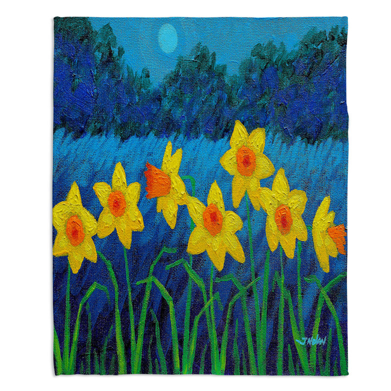 Couverture sherpa douce moonlit daffodils, l 51 po x L 60 po