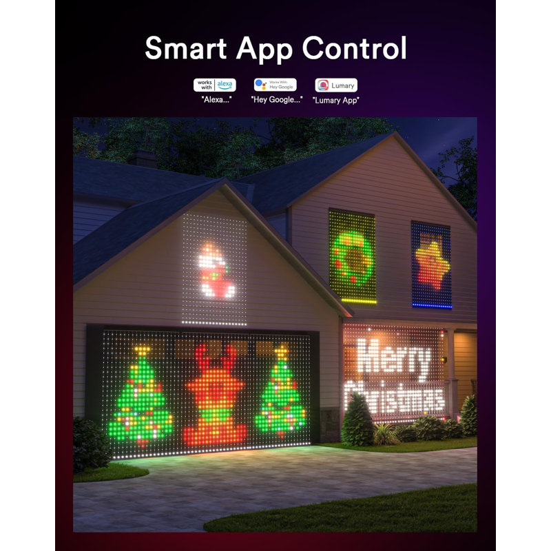 Lumary WiFi Smart Curtain Lights, World Cup Decor Curtain Lights with APP & Remote Control, DIY Color Changing, Pattern GIF Display for Outdoor Indoor