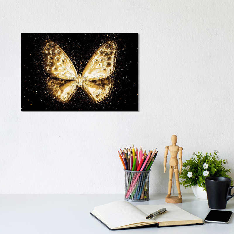 Golden - Butterfly I by Philippe Hugonnard - Wrapped Canvas Gallery-Wrapped Canvas Giclée, 20.32cm H x 30.48cm W x 1.9cm D