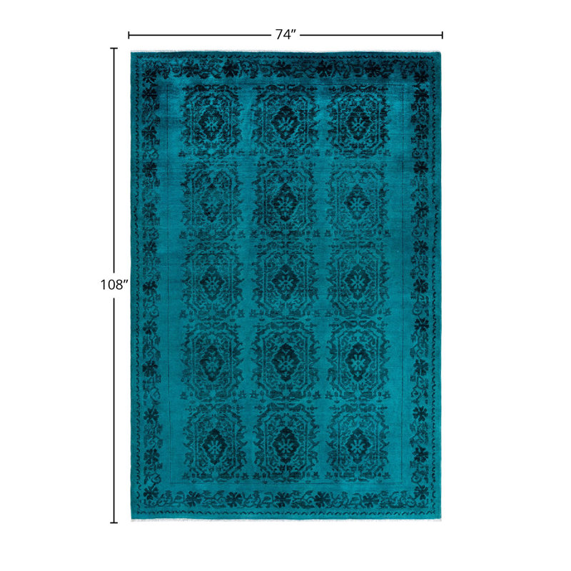 Tapis unique bleu 6 pi 2 po x 9 pi Overdyed