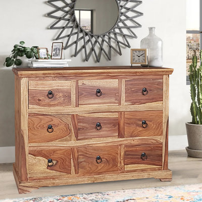Solid Wood 120cm W 9 - Drawer Chest of Drawers