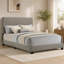 Lit rembourré Efram Taupe à panneaux complets-649803748
