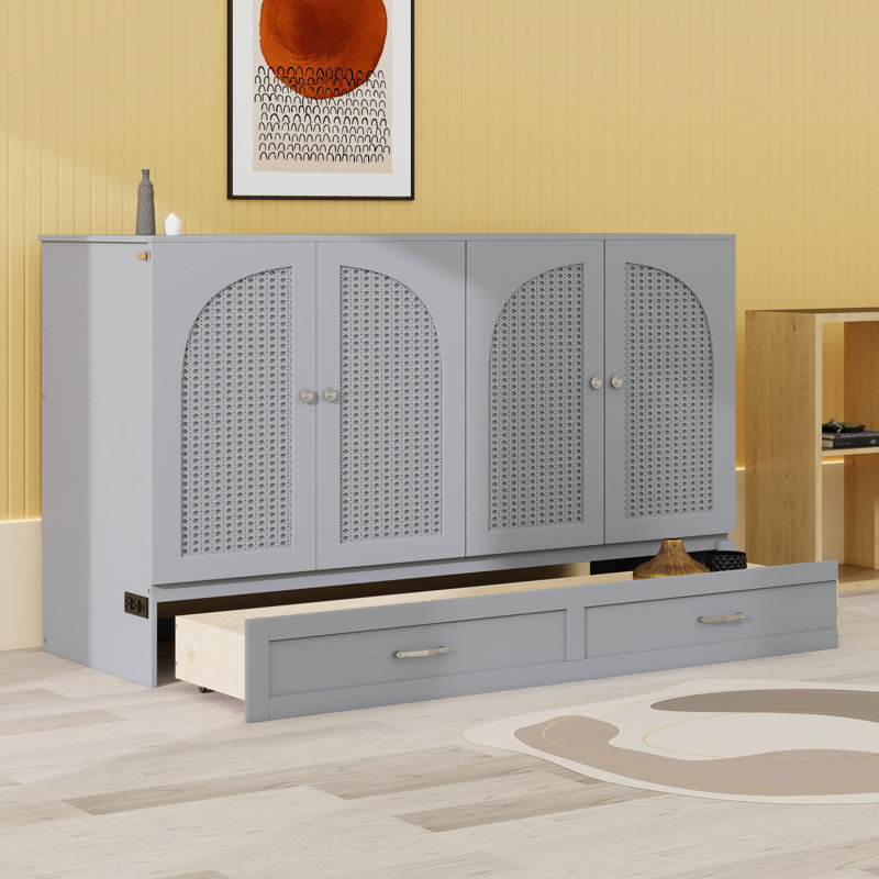 Lit escamotable avec grands tiroirs Murphy, Gris