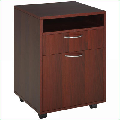 Cabinets, Nordic Minimalist Mobile Storage Cabinet with Drawer &amp; Cabinet, Printer Stand | Walnut Brown | Particle Board