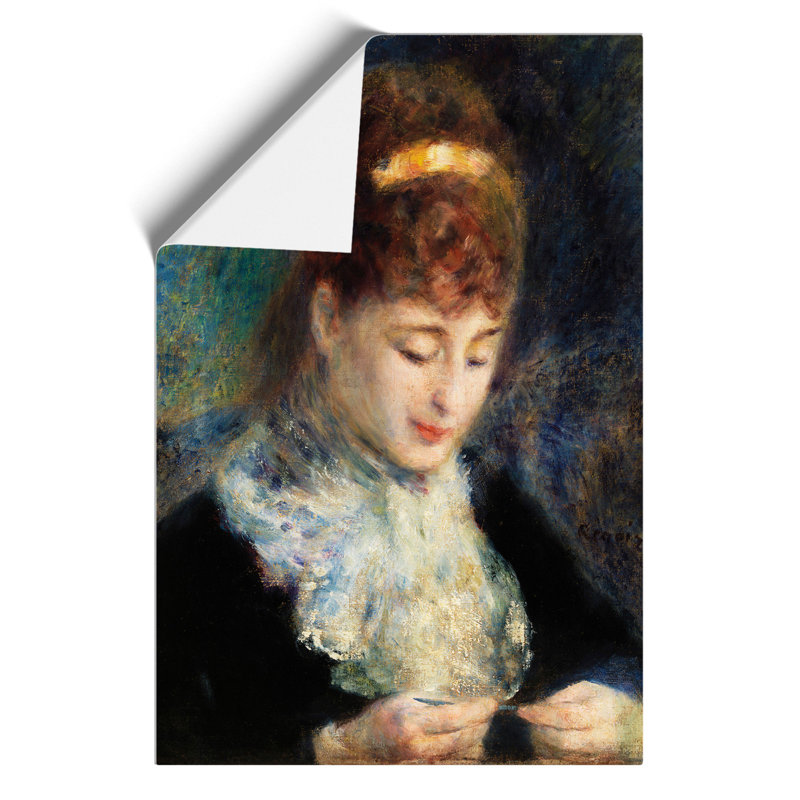 Woman Crocheting by Pierre-Auguste Renoir - Unframed Painting, 59cm H x 42cm W x 0.1cm D