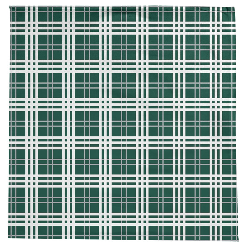 Plaid Cotton Blend Square Tablecloth, Hunter Green/Gray/White